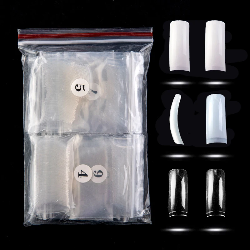 

Lamemoria 500PCS/opp Ballerina Nails Half French Natural/Clear Coffin False Nails ABS Artificial DIY False Fake UV Gel Nail Art