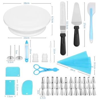 

52PCS Cake Turntable Decorating Baking Tool Kit Pastry Piping Icing Bag Nozzle