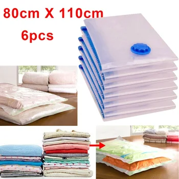 

6Pcs Vacuum Storage Space Saving Bags Space Saver For Clothing Quilt Blankets Transparent Clear Storage Bags