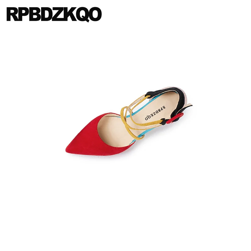 маленький размер пересекать ремень закрыто элегантный Красные туфли для