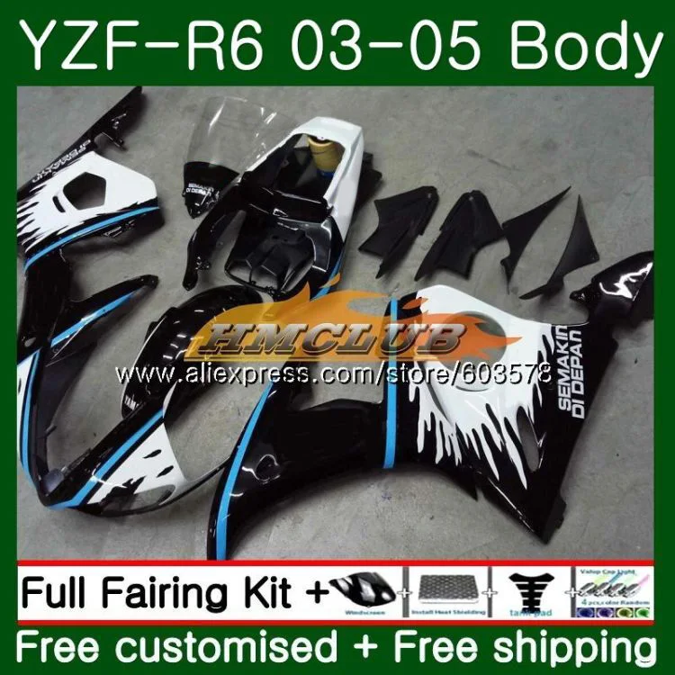 No. 1 Корпус для YAMAHA YZF600 YZF R6 YZF-R6 2003 2004 2005 Кузов 54CL. 1 Черный YZF 600 R 6 YZF-600 YZFR6 03 04 05 обтекатели - Цвет: No. 1