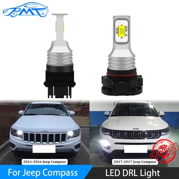 

BMT 2Pcs 3157 P27/5W PSX24W Led DRL Daytime Running Light Bulbs Canbus Super Bright No Error For Compass 2011-2019 Driving Day L