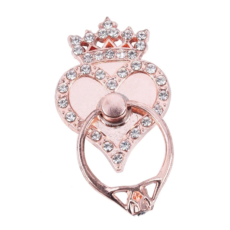 

Crown Heart Car Universal Fashion Holder Stand Finger Ring Mount rose gold