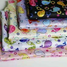 100 см* 148 см милые маленькие киты атласная ткань детская одежда DIY Matreial