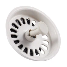

Food Waste Stopper Spin Lock Sink Drain Strainer 3.1" Dia White Black Plastic