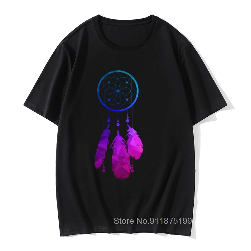 

Geo Neon Dreamcatcher Crewneck Top T-shirts Summer/Fall Casual Tops & Tees Short Sleeve Coupons Cotton Fabric Tee-Shirt Adult