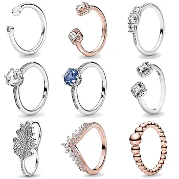 

Openwork Heart Clear Three-Stone Crown Lace Cut-out Pattern With Crystal Ring 925 Sterling Silver DIY Jewelry