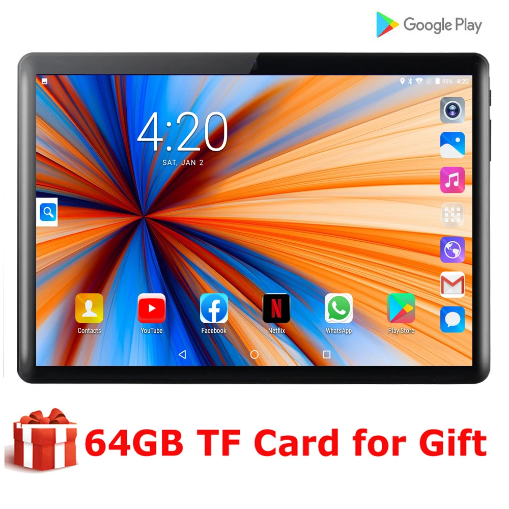 

2020 New Design 10 inch Android 9.0 Tablet PC Quad core 2GB+32GB 3G WIFI Smart Phone GPS Android tablets 10"+Gifts