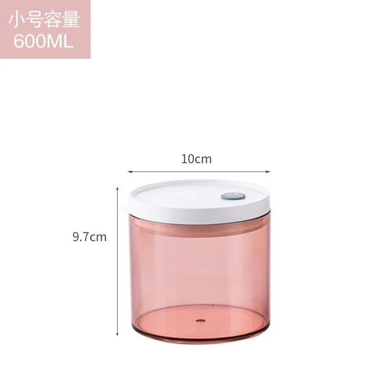 Sealed can storage box food storage jar plastic bottle grain dried goods transparent snack with lid plastic container - Цвет: 600ml-pink