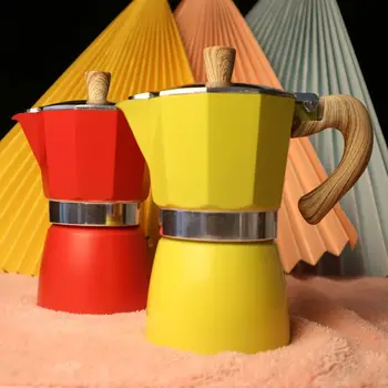 

Aluminum Turkish Coffee Pots Italian Octagon Mocha Latte Kettle with Handle Tea Maker Portable Bottle Home Kitchen Coffeeware