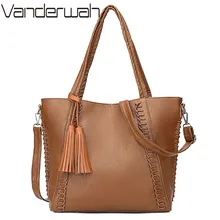 Винтажные кожаные женские ручные сумки для женщин Sac A основной Femme роскошные сумки женские сумки дизайнерские большие повседневные тоут с кисточкой