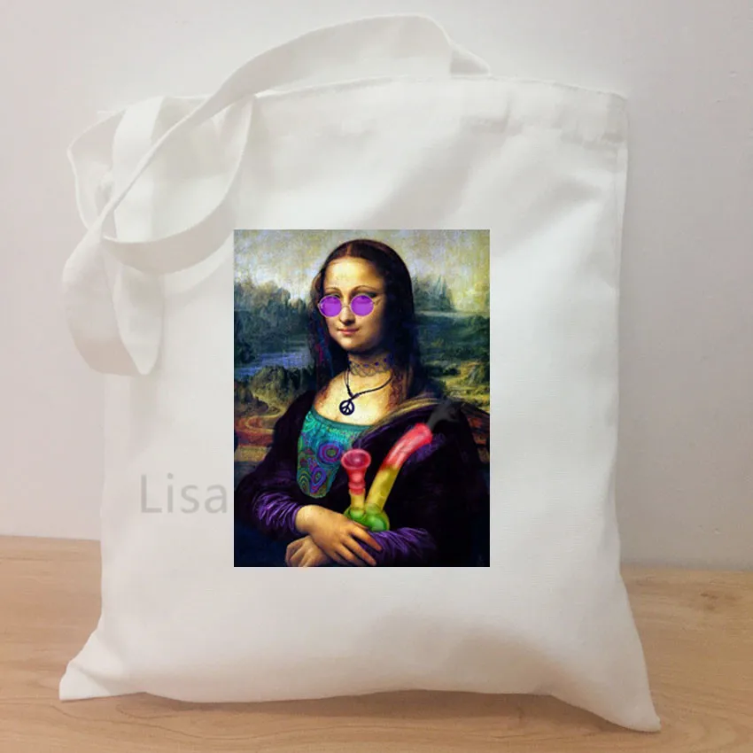Забавный дизайн Monalisa Pulp fiction, большая вместительность, мультяшная летняя Холщовая Сумка на плечо, женская сумка для покупок, сумка-тоут, сумка-шоппер - Цвет: C3
