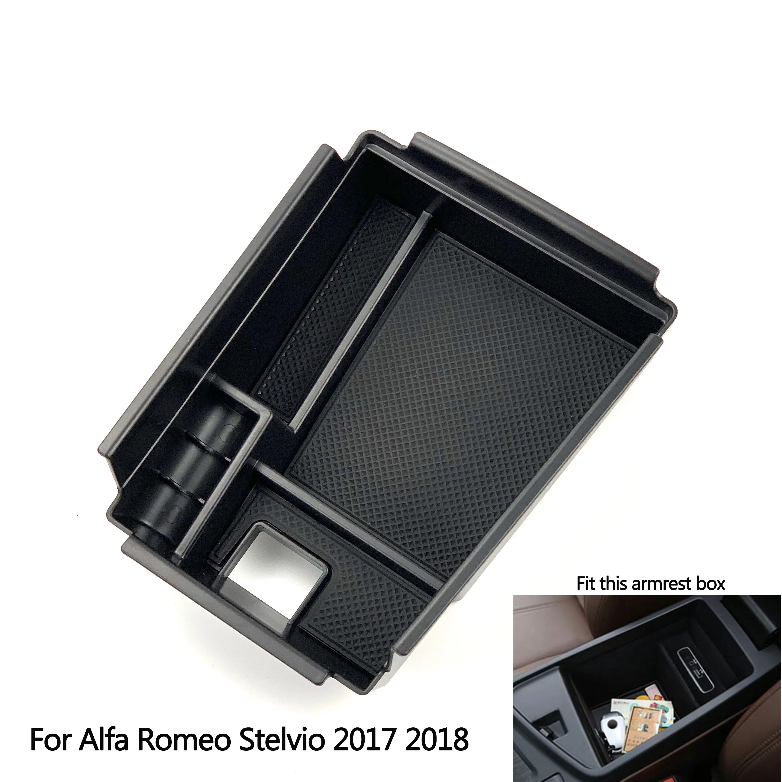 Storage Box Organizer Holder Centre Console Armrest Glove Box for Romeo Stelvio 2017 Automatic 