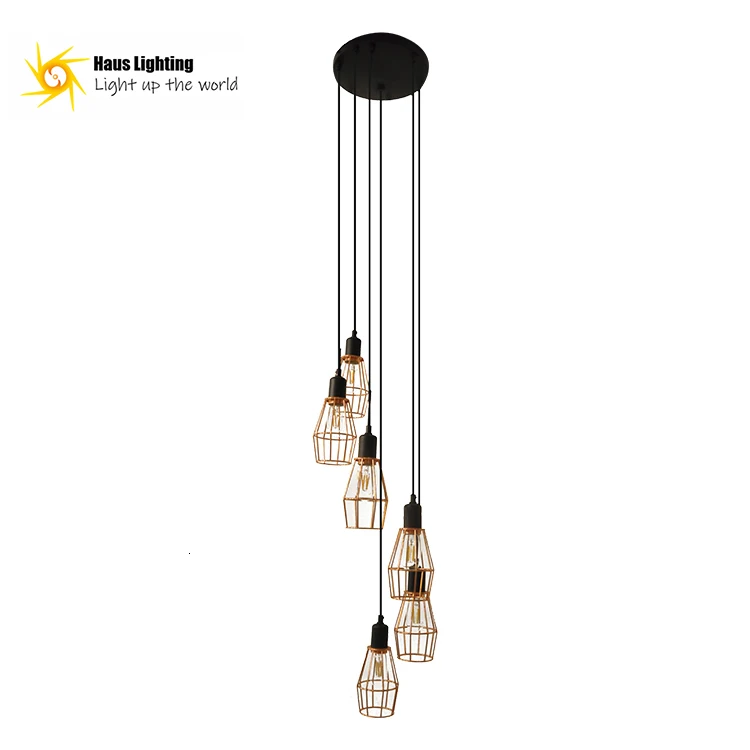 

Nordic Traditional Residential Led Bulb Lighting Steel Staircase Residential Chandelier Pendant Light kitchen dining bar