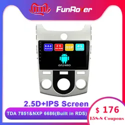 FUNROVER android 9,0 2din автомобильный dvd мультимедийный плеер для KIA Forte Cerato 2008-2013 радио gps навигационная система navi 2.5D DSP RDS