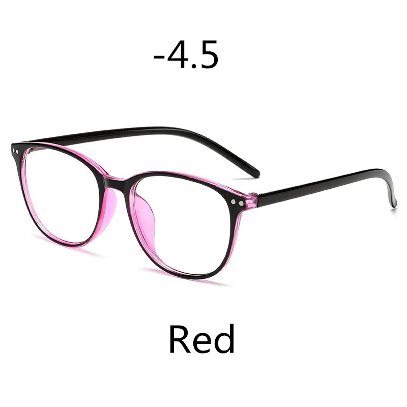 Elbru-1-1,5-2-2,5-3-3,5-4-4,5-5,0-5,5-6,0 классические очки с заклепками для близорукости с градусом для женщин и мужчин черная оправа для очков - Цвет оправы: Red -450