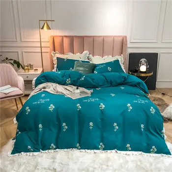 

Daisy Comforter Bedding Set/Sweet Ruffled Duvet Cover Flat Sheet Pillowcases Sets/Strawberry Cotton Twin Queen King Size Beds