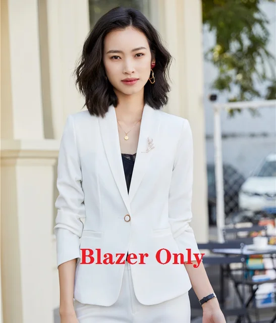 Simpático Sermón como eso Chaqueta de manga larga para mujer, Blazer blanco de moda, ropa de trabajo,  uniforme de oficina, estilos|Chaquetas| - AliExpress