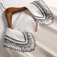 Lan Mu/элегантное шифоновое платье большого размера, летняя одежда для похудения, плиссированная юбка, западный стиль 10499