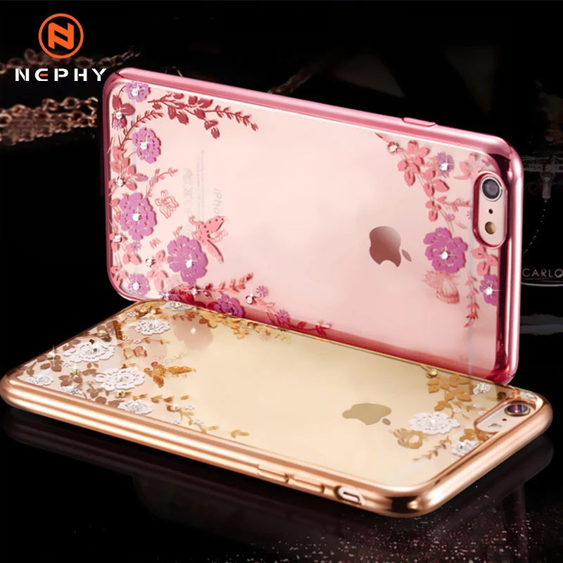 Роскошный чехол для iPhone 7 8 Plus 6 S s X XS Max XR 11 Pro SE 2020 силиконовый с кристаллами и