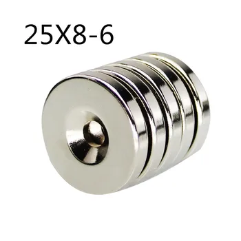 

50pcs 25*8-6mm Round Countersunk Ring Magnet 25mm x 8mm Hole 6mm Rare Earth Neodymium Magnet 25*8-6