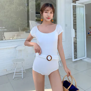 

Swimsuits Woman 2019 One Piece Plus Size Swimsuit Swimwear Women Push Up Korean Ins Female Sexy Hot Solid Polyester Sierra