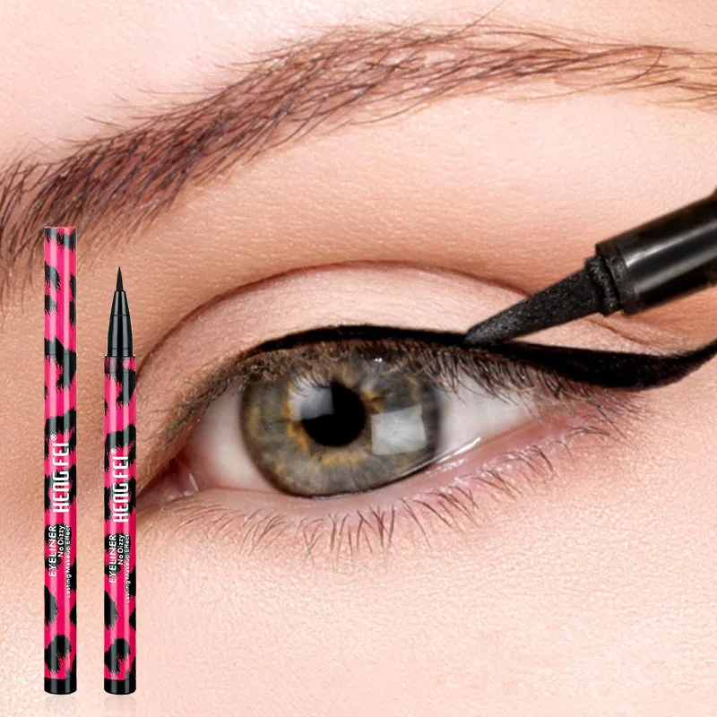 Black Eyeliner Waterproof Liquid Slender Long Lasting Fast Dry Leopard Eye Liner Pencil Korean Makeup Pen