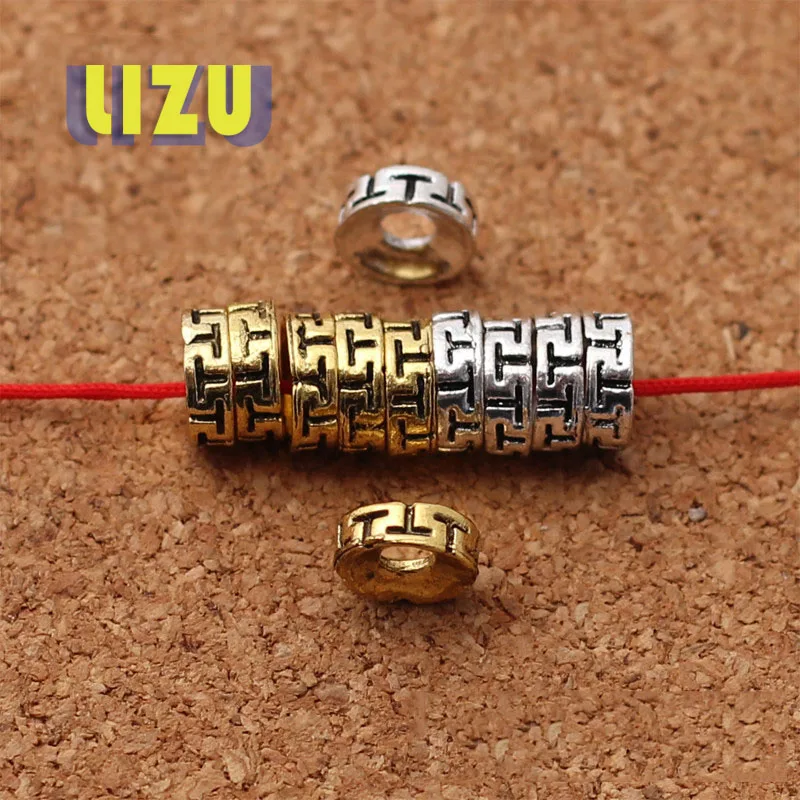 

Tibetan Silver DIY Jewelry Accessories Retro Alloy Ancient Gold Ancient Silver Separator 6mm 8mm Reticulated Separated Beads