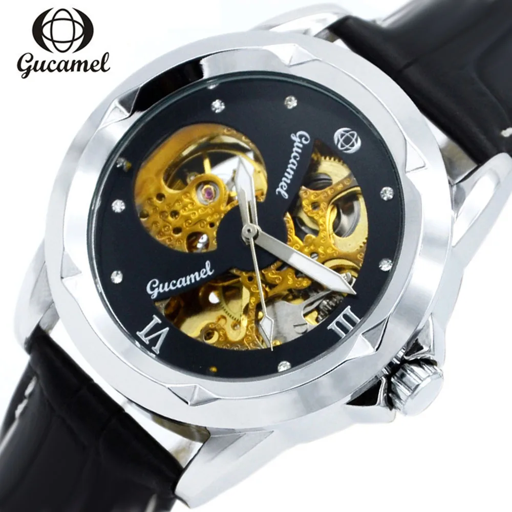 

GUCAMEL Classic Series Gold Skeleton Design Fashion Casual Men Watch Top Brand Luxury Automatic Male Clock Relojes Para Hombre