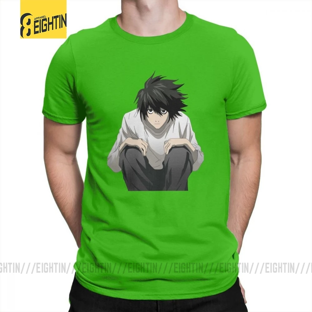 L Death Note T Shirt Short Sleeves Cotton T-Shirt Travel Clothing Plus Size Crewneck Tees Teenage Printed - Цвет: Зеленый