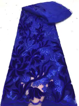

2020 Latest Velvet sequined lace fabric French Nigerian Lace Fabrics High Quality sequin African Lace Fabric Wedding