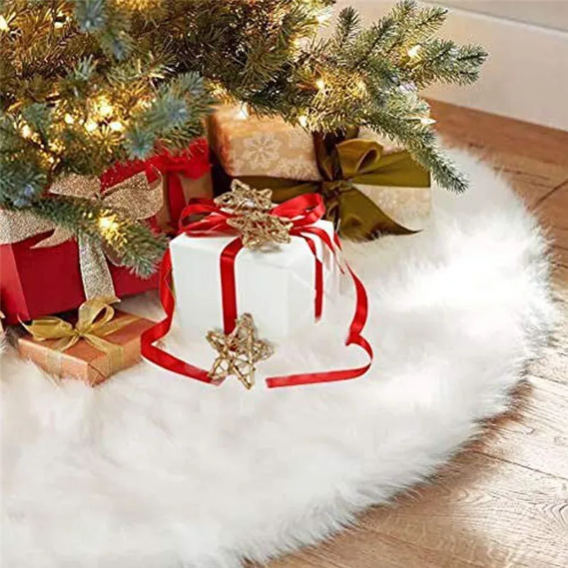 Белый плюшевый коврик для рождественской елки и юбки, меховой ковер, Новогоднее украшение, Рождественское украшение для дома, одеяло 120 см