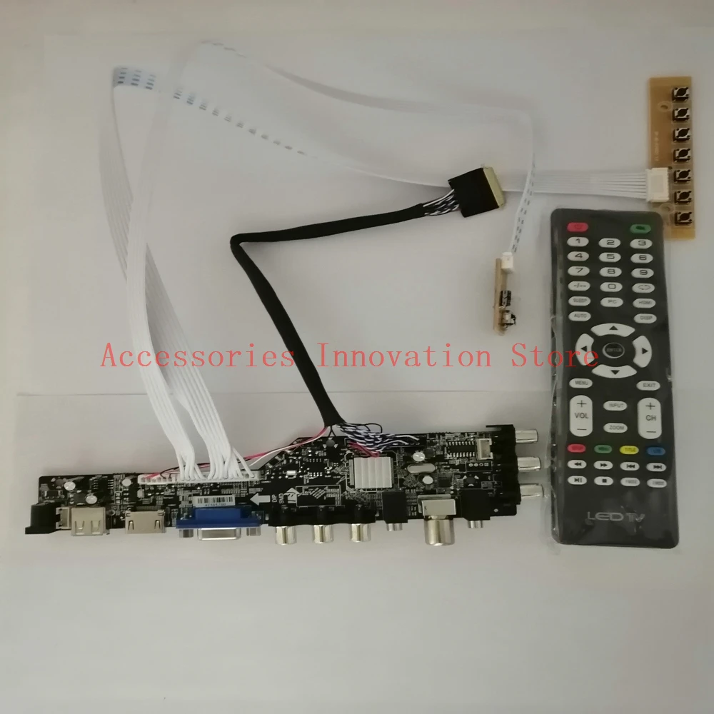 Новый DVB-T2 DVB-C монитор Комплект LP156WH3 LP156WH3-TLS3 ТВ + HDMI VGA USB 1366X768 ЖК-дисплей