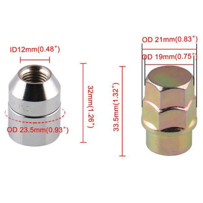 Универсальный M12x1.5 хромированные стопорные гайки для автомобильных колес