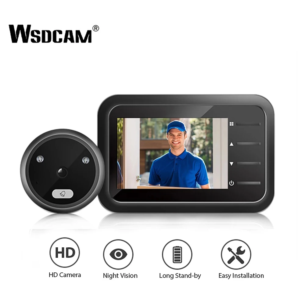 Wsdcam 2.4 inch LCD Smart Video DoorBell Peephole Door Camera PIR