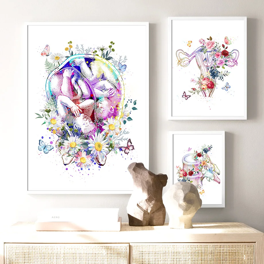 Flower Foot Bone Anatomy Wall Art Canvas Painting Nordic Posters and Prints Doctors Decorated Wall Pictures