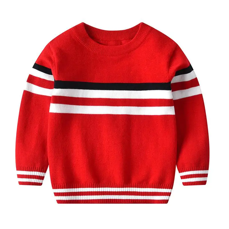 Детские свитера и топы для мальчиков; джемпер для мальчиков; зимние свитера; детский вязаный пуловер; теплая верхняя одежда из чистого хлопка - Цвет: Red