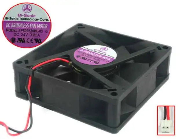 Bi-sonic Sp802524hl03 dc 24v 0.25a 2-fio 80x80x25 mm Servidor Ventilador de Refrigeração