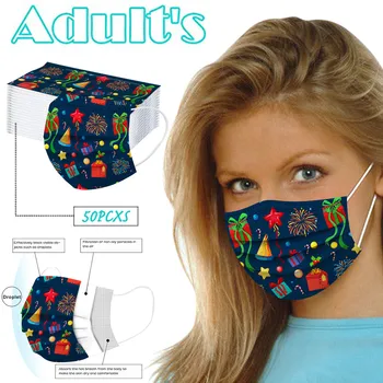 

50PC Mascarilla Desechable Macka Adult 2021 Happy New Years Disposable Three Layer Breathable Face Masks Headband маска для лица