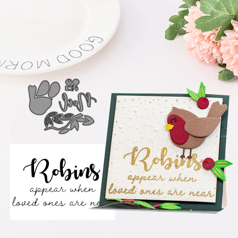 

CH Festive Robin Metal Cutting Dies and stamps DIY Scrapbooking Card Stencil Paper Craft Handmade Album Handbook Home Decor