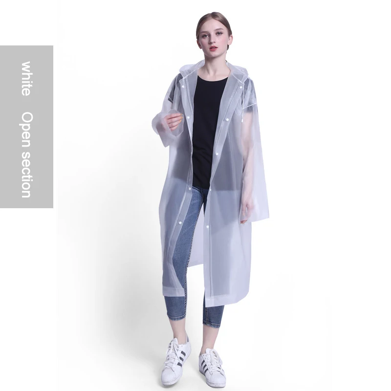 White-open Overall Rain Coat Adult Motorcycle Rainwear Long Raincoat Women Waterproof Breathable Thick Cloak Plastic Trench Ponhco Outdoor - Цвет: White-open