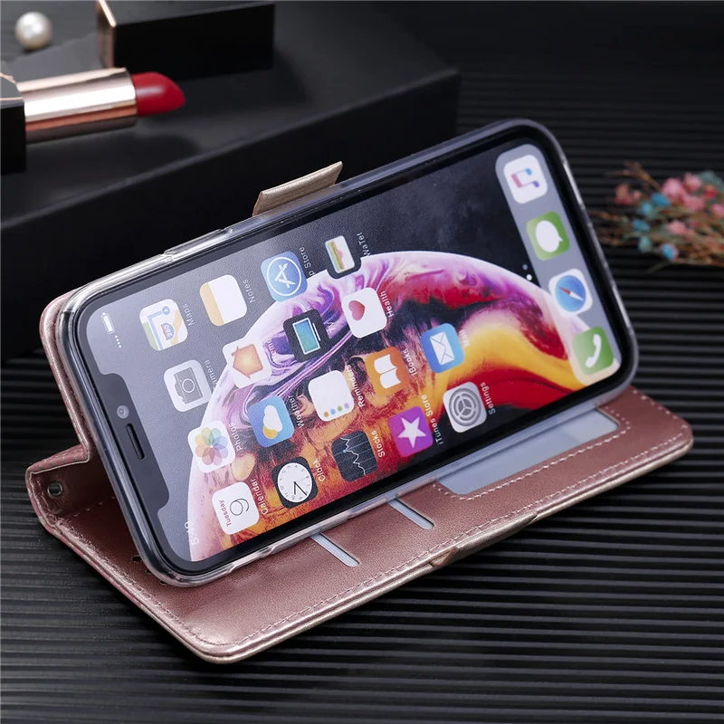 Чехол-бумажник на застежке-молнии для iPhone 11 Pro XS Max XR X 6 6s 7 8 Plus, Роскошный кожаный держатель для карт, чехол Etui, чехлы для телефонов Mujer