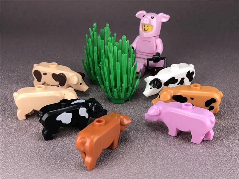 20 шт./партия кубики MOC свинья ферма животные строительные блоки город сделай сам