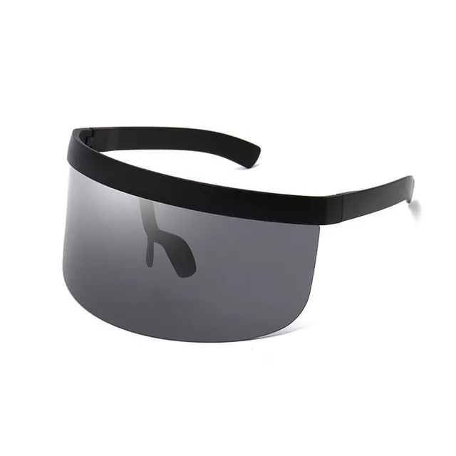 SO&EI Oversized Anti-Peeping One Piece Rimless Sunglasses Men Fashion Outdoor Sports Windproof Goggles Women UV Mask Sun Glasses Black grey