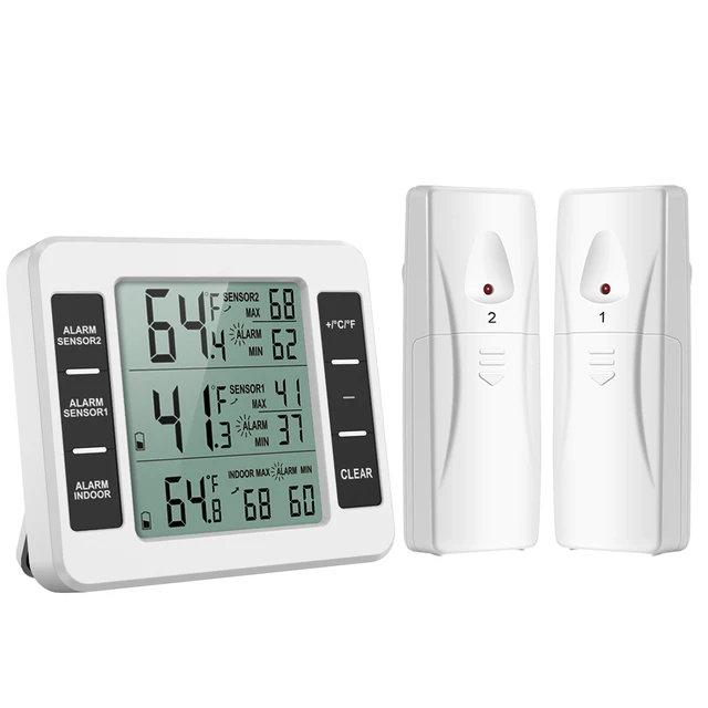 Réfrigérateur numérique Therye.com, congélateur sans fil, Therye.com avec moniteur de température intérieure, 2 capteurs sans fil, réfrigérateur 1