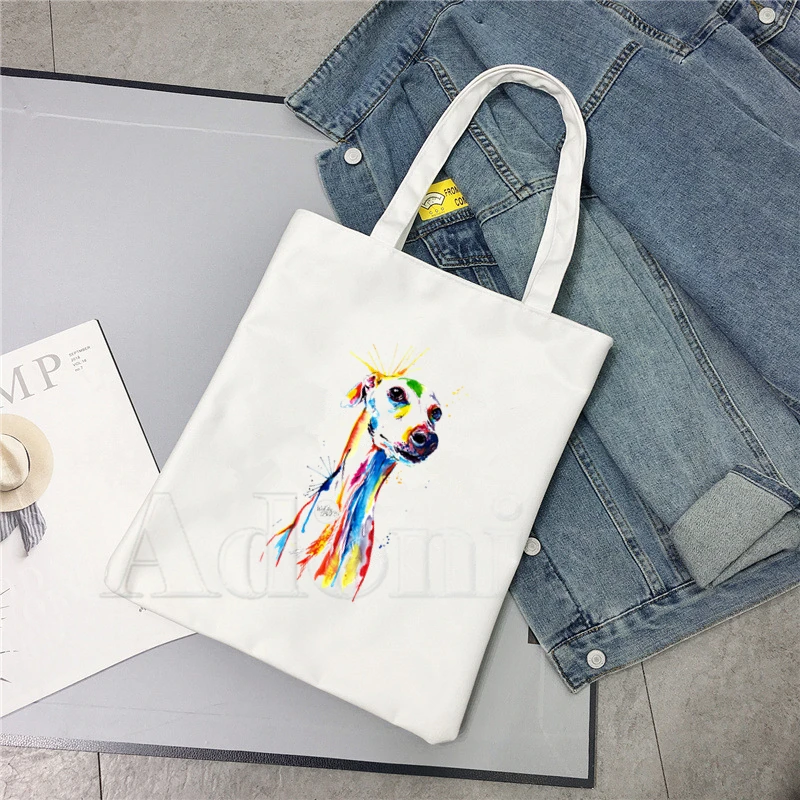 

Greyhound Dog Animal Pet Funny Shopping Bag Print Original Design White Unisex Fashion Travel Canvas Bags