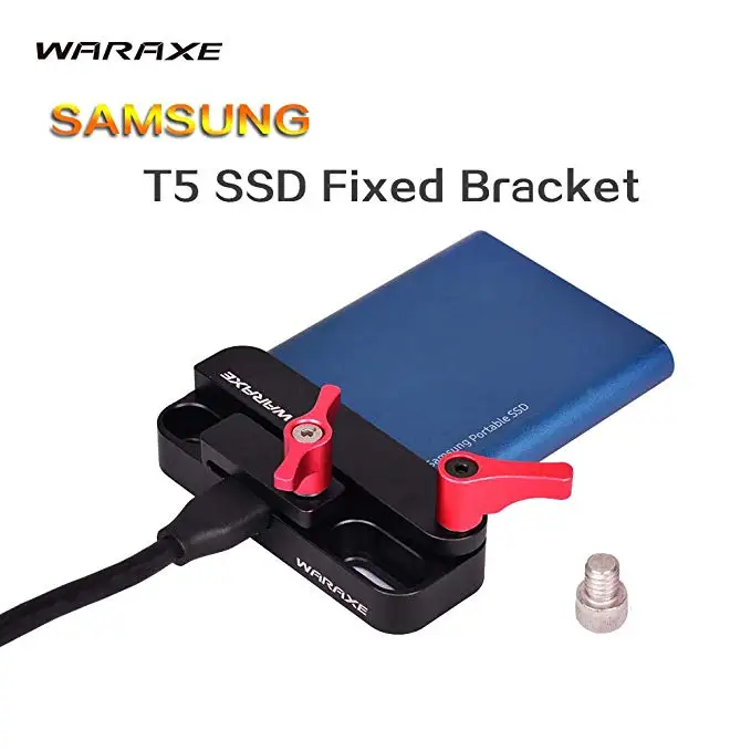 

WARAXE Hard Driver Bracket Mount for Samsung T5 SSD Mounting Adapter Working with all Camera Case with 1/4 screw holes