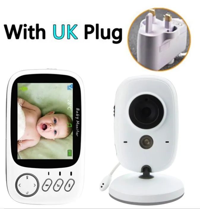 UK plug Детский монитор цветной видео беспроводной babyfoon baba электронная безопасность 2 разговора ночного видения Светодиодный контроль температуры bebek telsizi - Цвет: UK plug