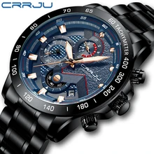 CRRJU wysokiej klasy marka mechaniczny styl męski zegarek moda biznes niezbędne do podróży zegarek wodoodporny zegarek męski trzy wybierania tanie i dobre opinie Moda casual Składane bezpieczne zapięcie 3Bar QUARTZ STOP 25cm 13mm 22mm ROUND Kwarcowe zegarki CRRJU2280 STAINLESS STEEL