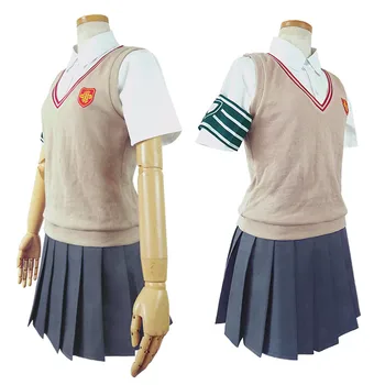 

Anime To Aru Majutsu no Index Costume Misaka Mikoto woman JK schoo luniform Cosplay Halloween party Costumes Maid sexy dress